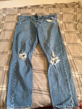 Levi's Light Blue Distressed Mom Jeans